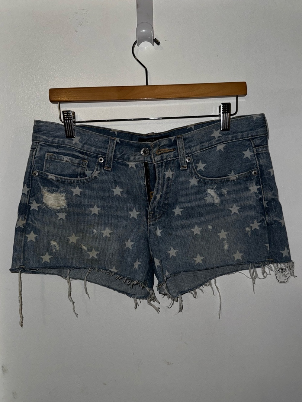 Lucky Brand Blue Star Print Distressed Denim Shorts